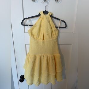 Hello Molly Yellow Halter Mini Dress